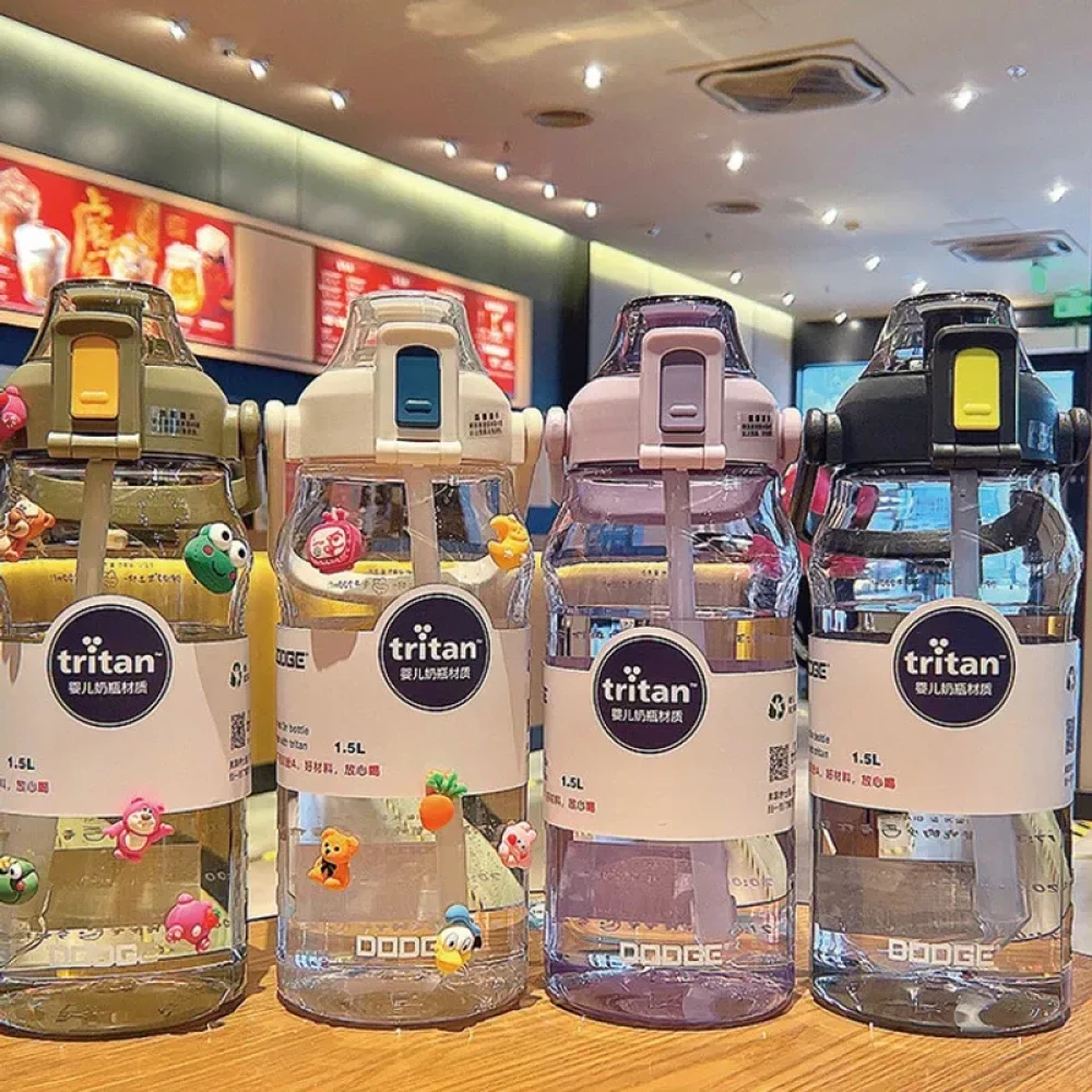 1.5litter Large-Capacity Tritan Straw Cup – Space Bottle