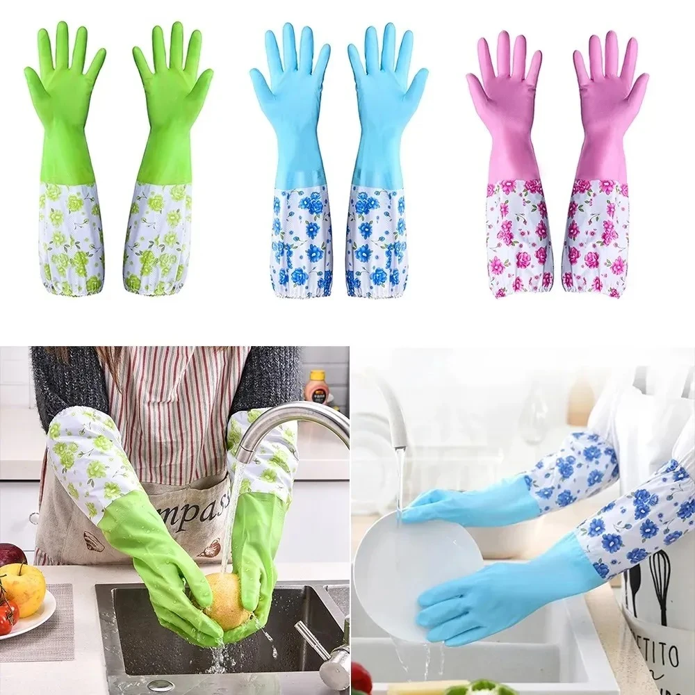 2Pcs Hand Gloves Best Quality Silicone Dish Washing Kitchen Hand Gloves – Multicolor