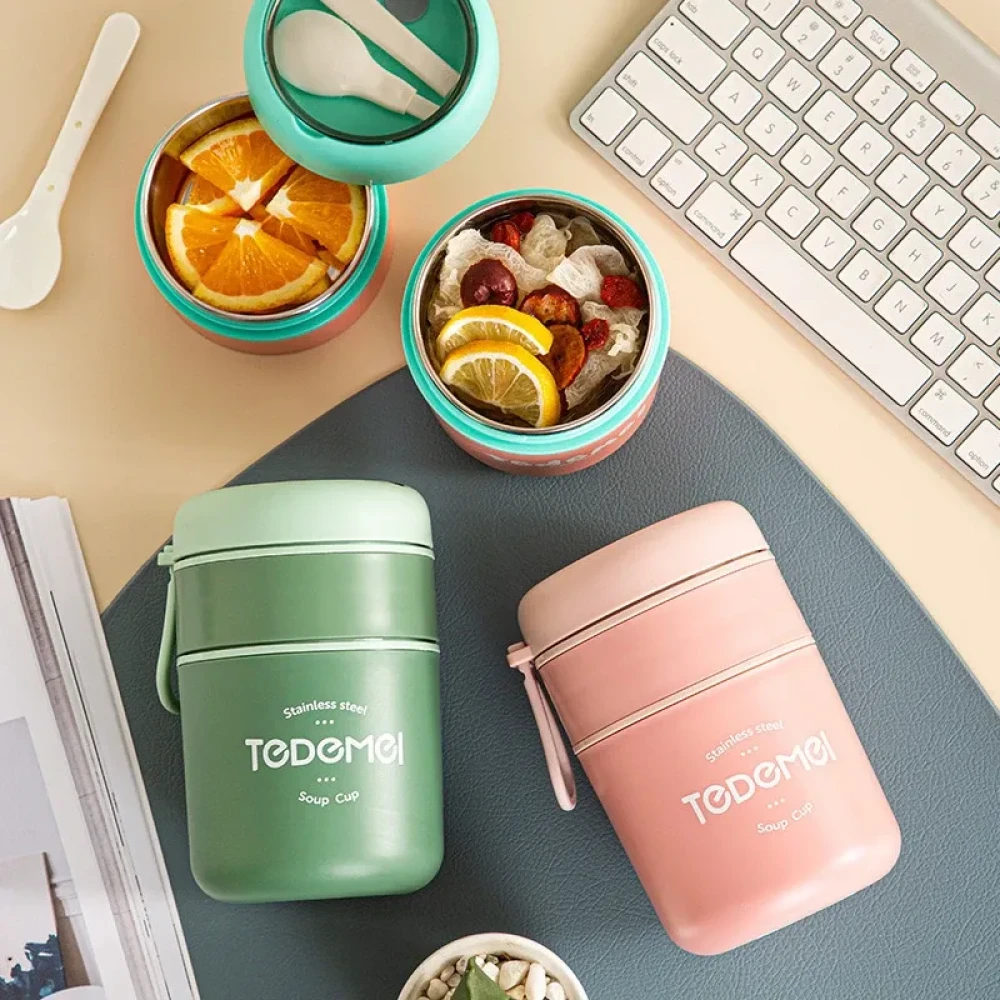 304 Stainless Steel Insulated Soup Cup – Leakproof, Double-Layer Bento Jar