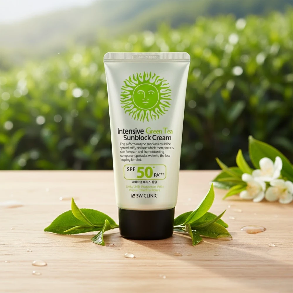 3W Clinic Intensive Green Tea Sunblock Cream SPF 50+PA+++