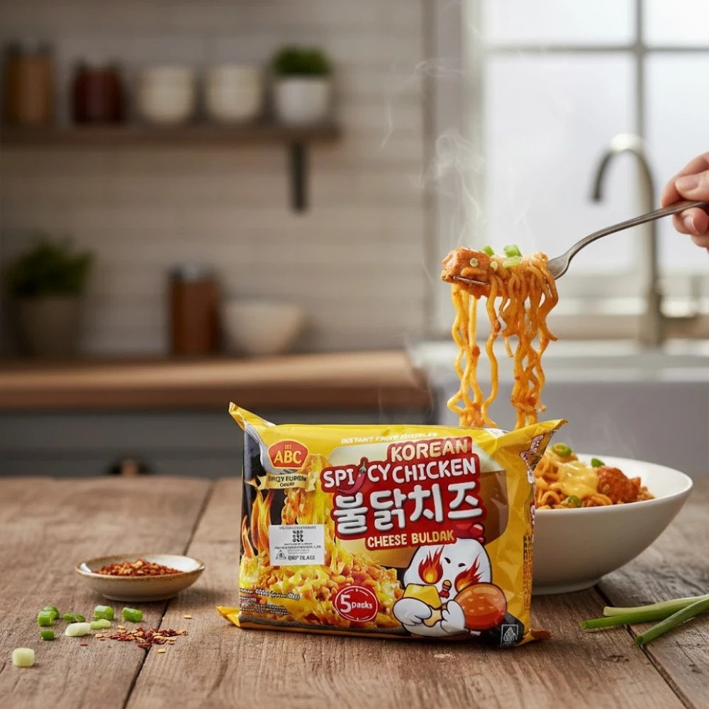 ABC Instant Korean Spicy Chicken Cheese Buldak Noodles - 400g