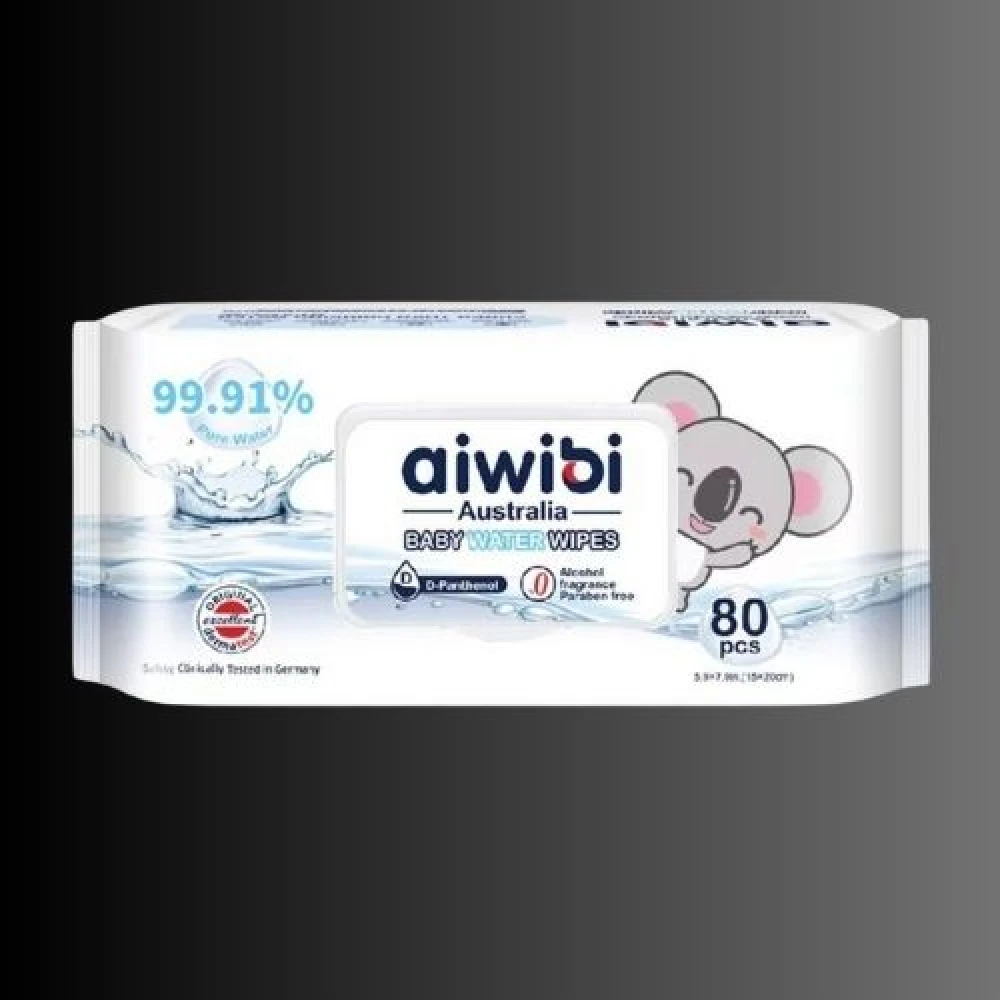AIWIBI Baby Water Wipes – 80 Sheets – Safe & Gentle for Babies