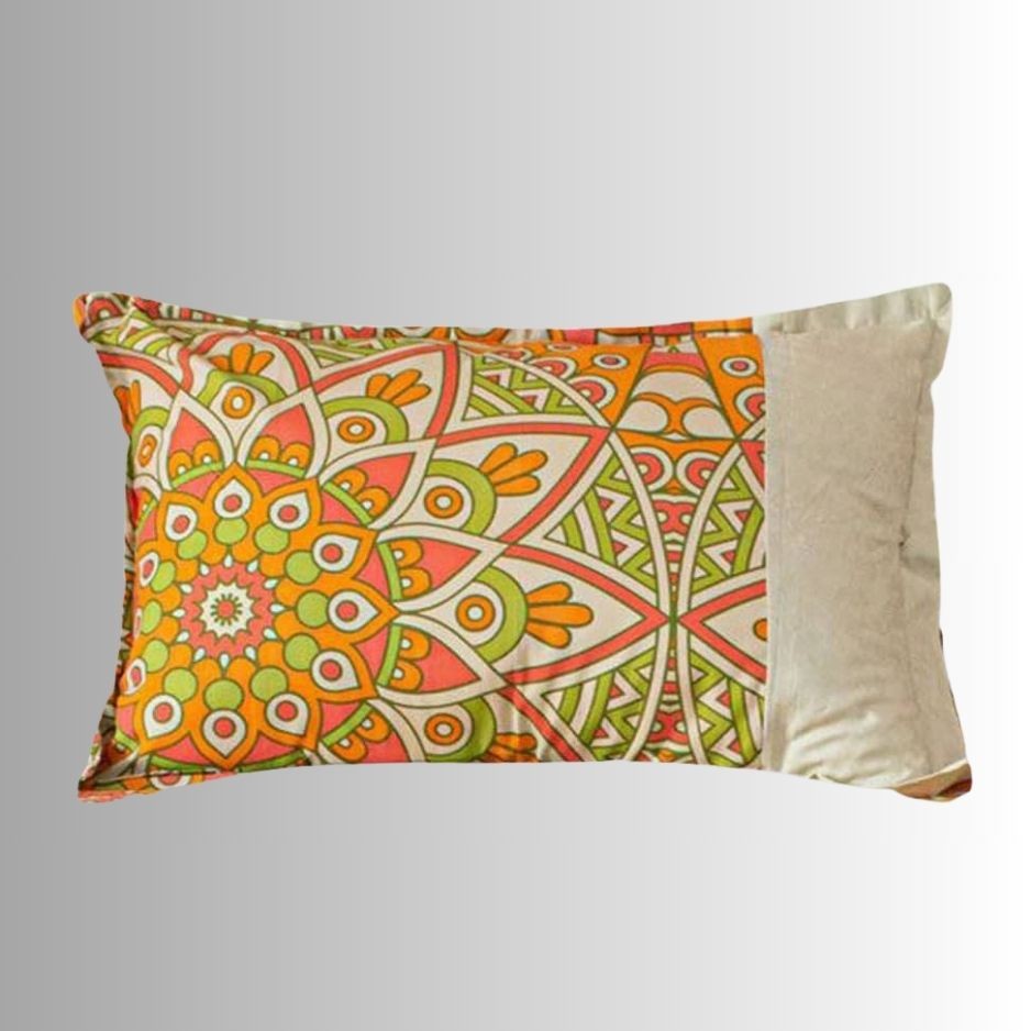 Alpana Print Head Pillow Case – Orange
