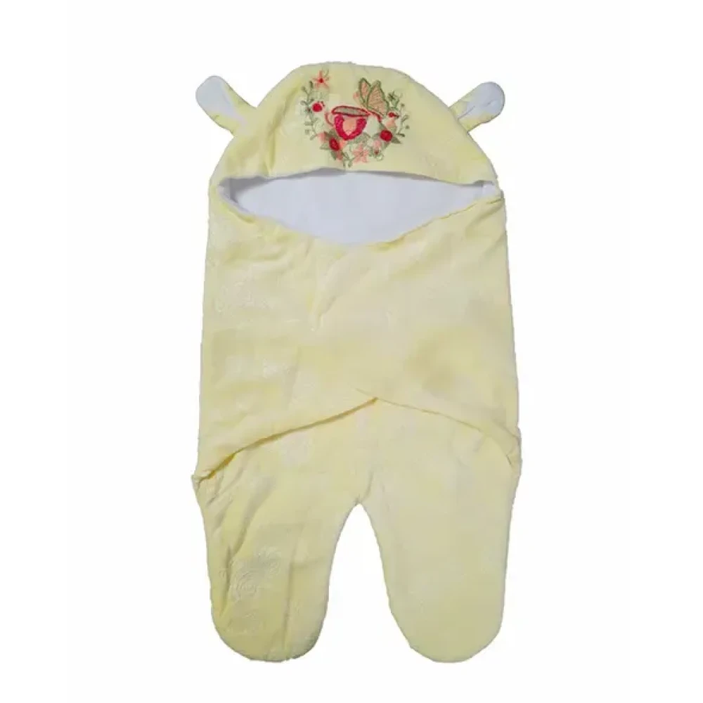 Baby Soft Rose Printed Romper - (Light Lemon Colour)