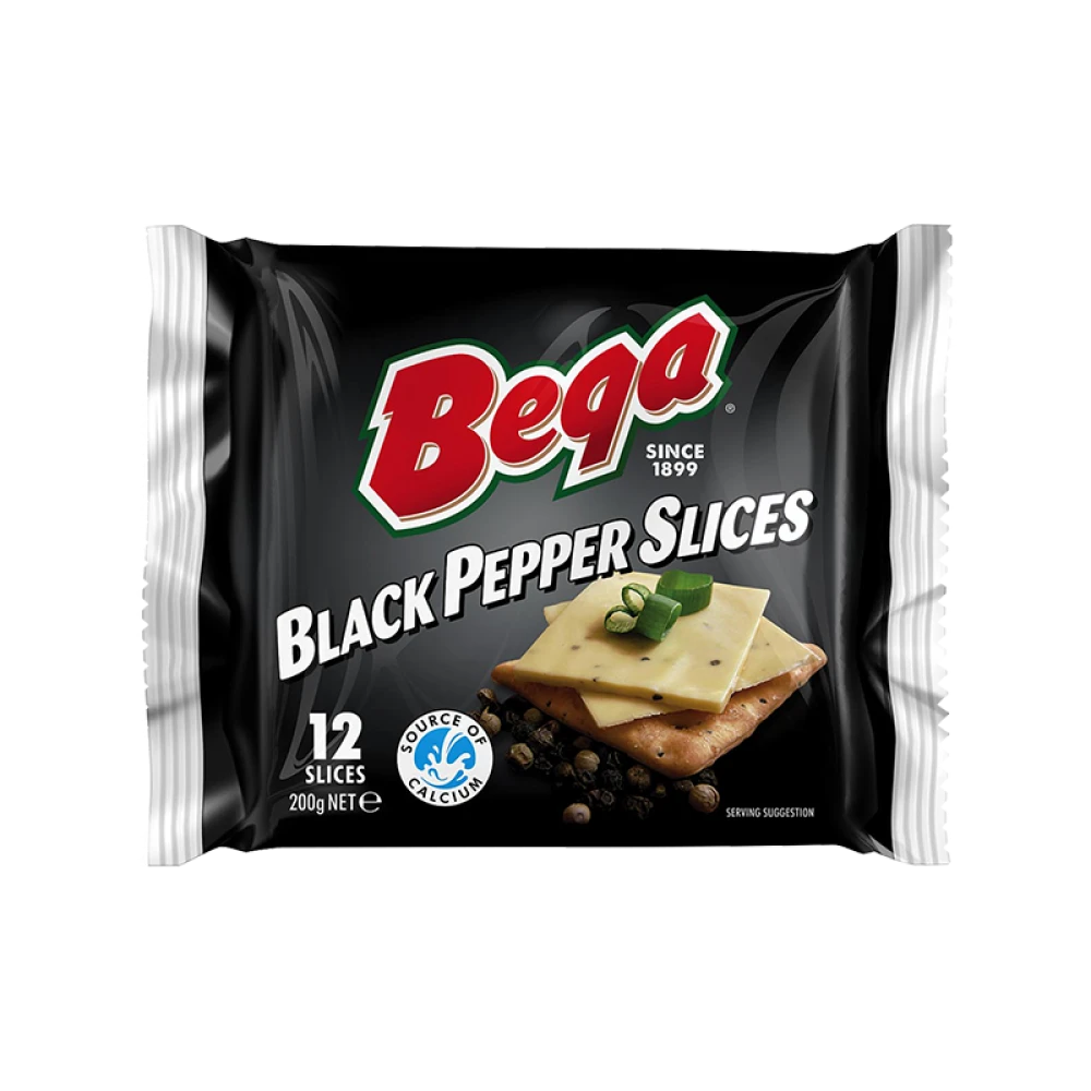 Bega Black Pepper Slices Cheese 200gm AU