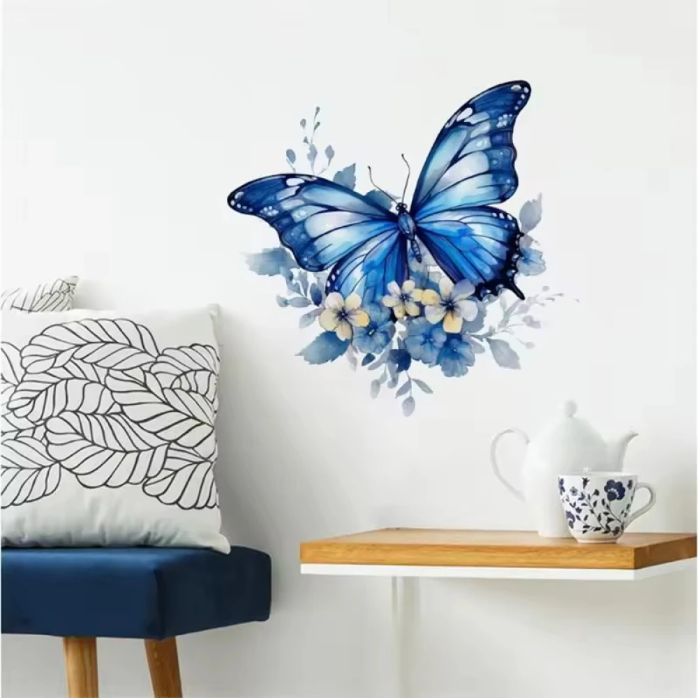 Blue Butterfly Flower Wall Sticker
