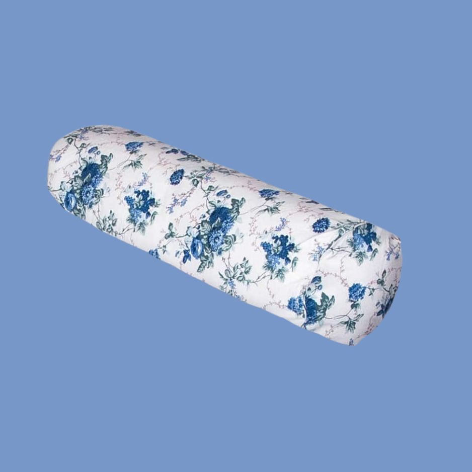Blue Flower White Printed Side Pillow Case
