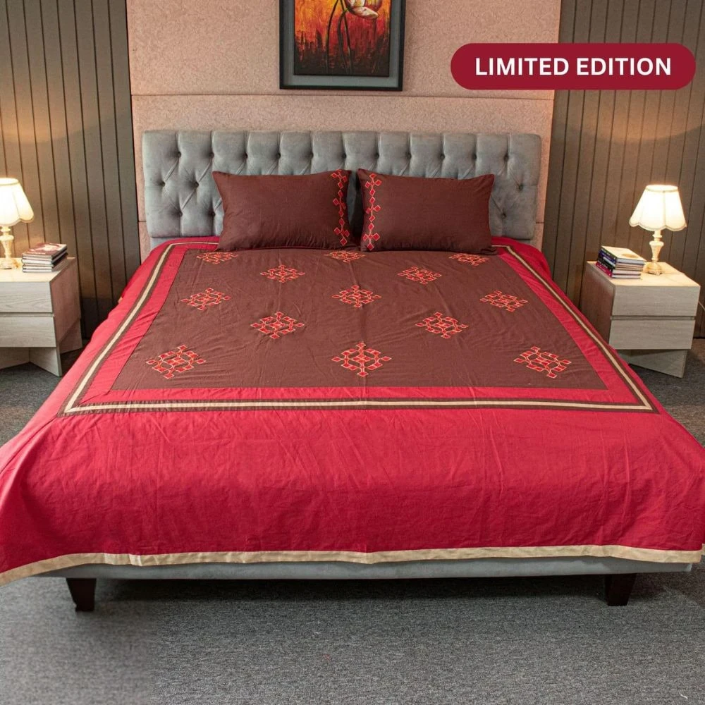 Bridal Embroidered King Bed Sheet