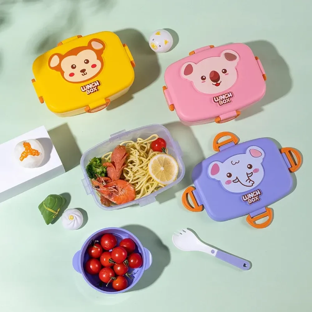 Cartoon Animal Bento Lunch Box with Bowl