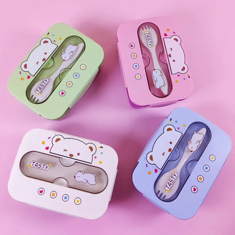 Cartoon Compartment Bento Lunch Box Set