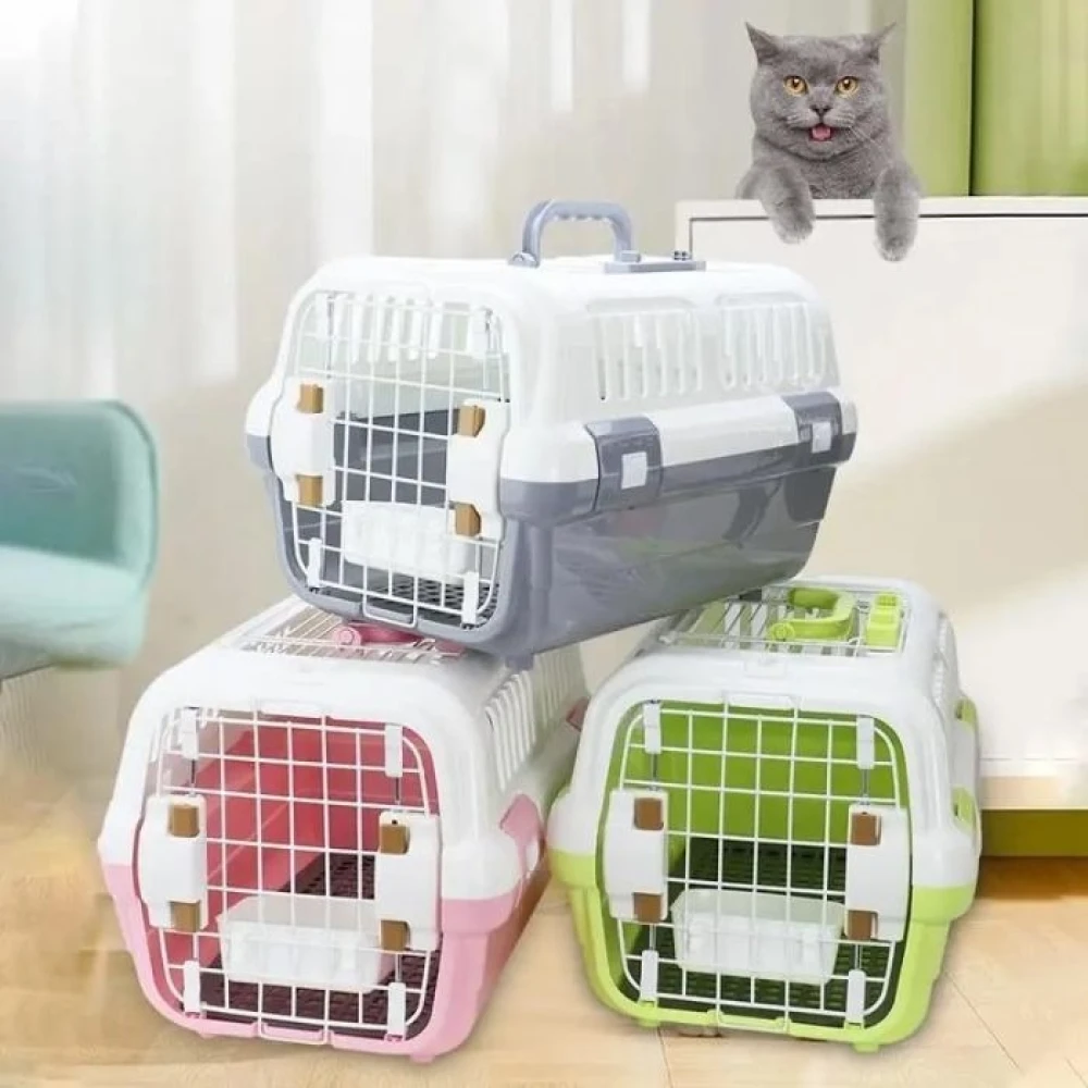 Cat Carrier Box with Steel Cage