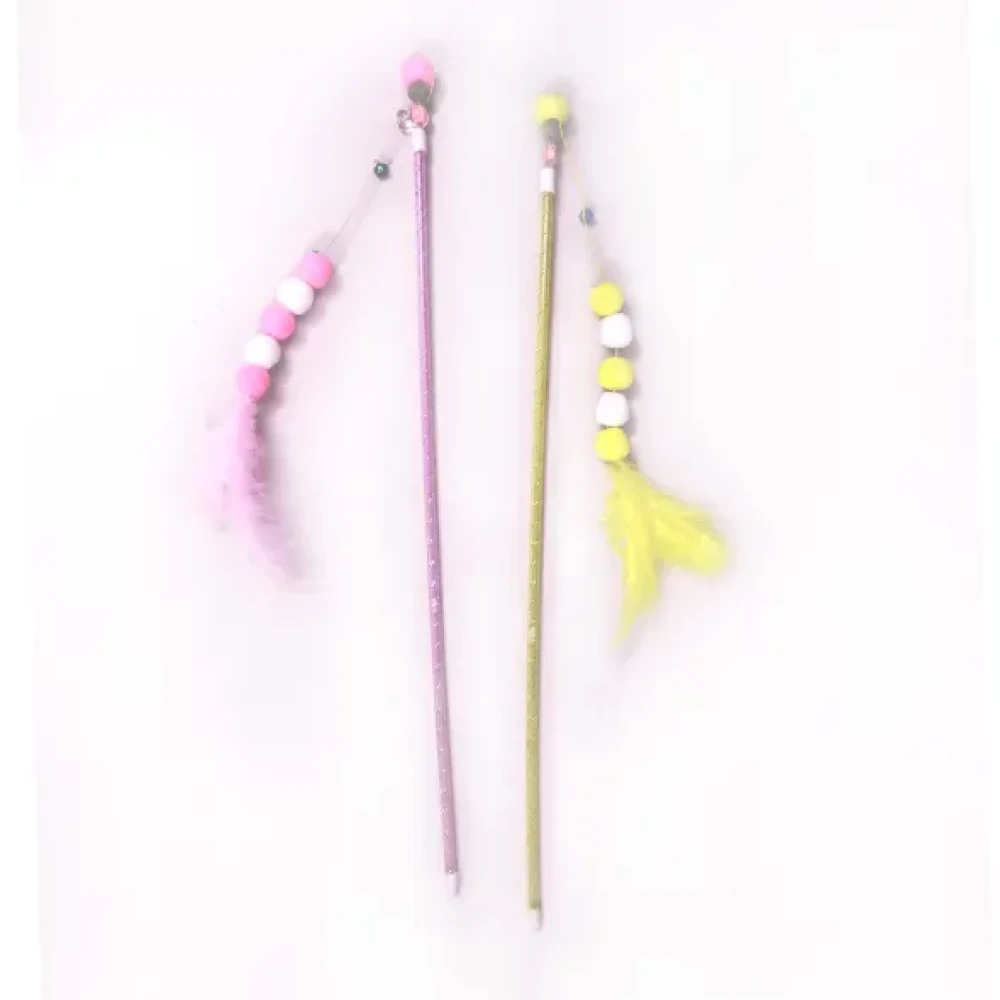 Cat Teaser Stick Mix Color Feather Toy