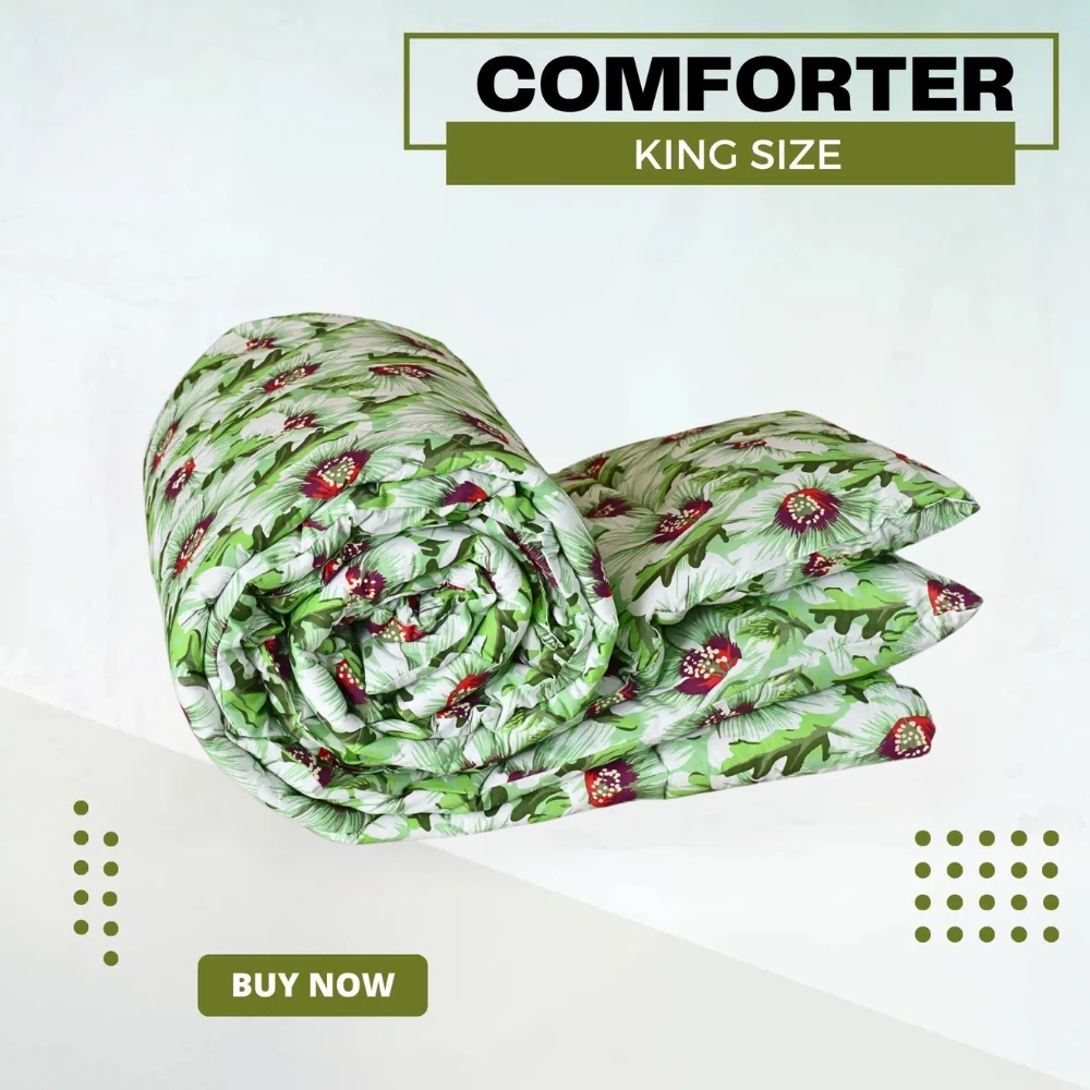 China Rose Print Comforter – Green
