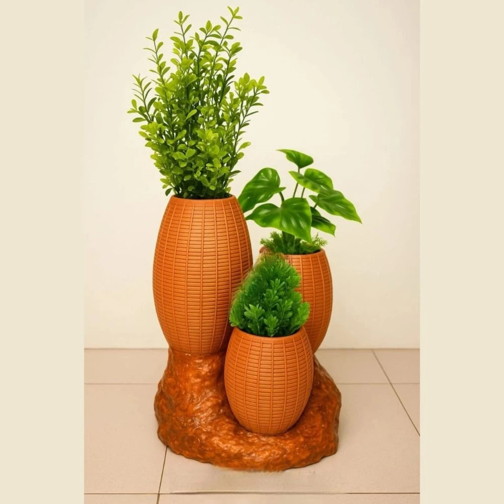 Clay Flower Vase With Tree