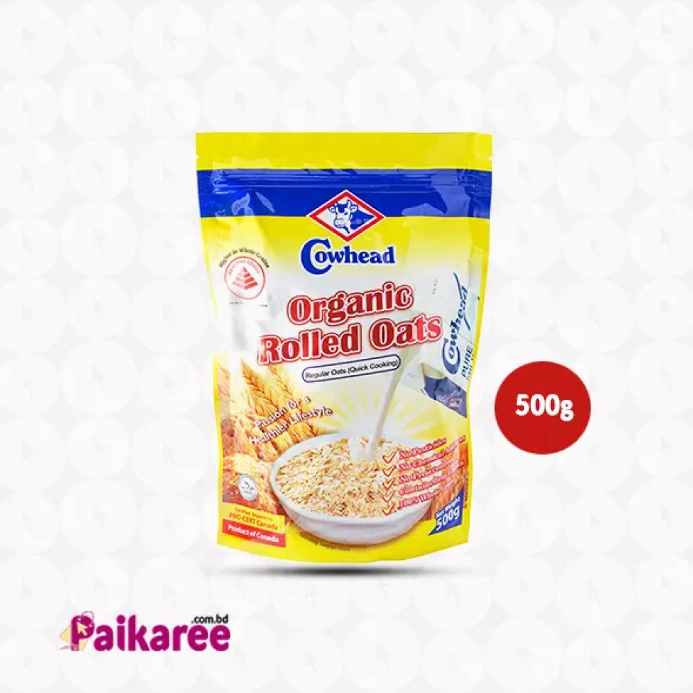 Cowhead Organic Regular Rolled Oats - 500g