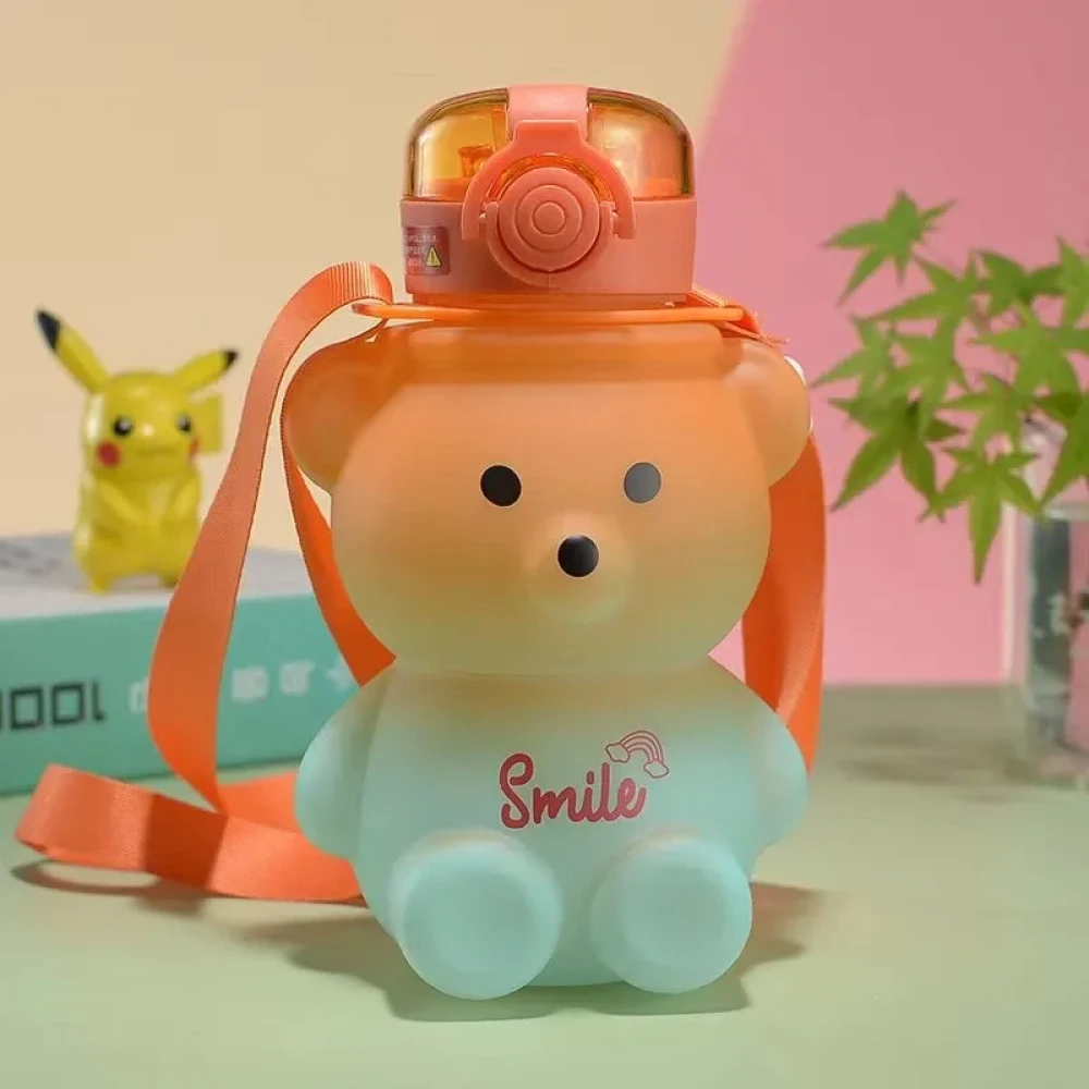 Cute Gradient Bear Straw Cup