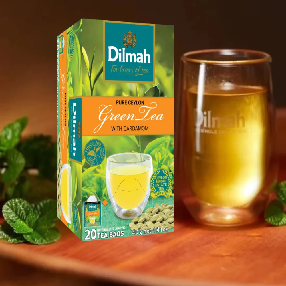 DILMAH PURE CEYLON GREEN TEA WITH CARDAMOM 40 GM