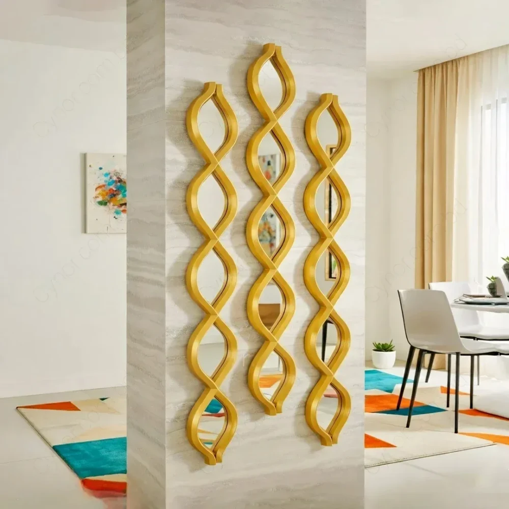 Golden Infinity Shape Wall Mirror Decor Set