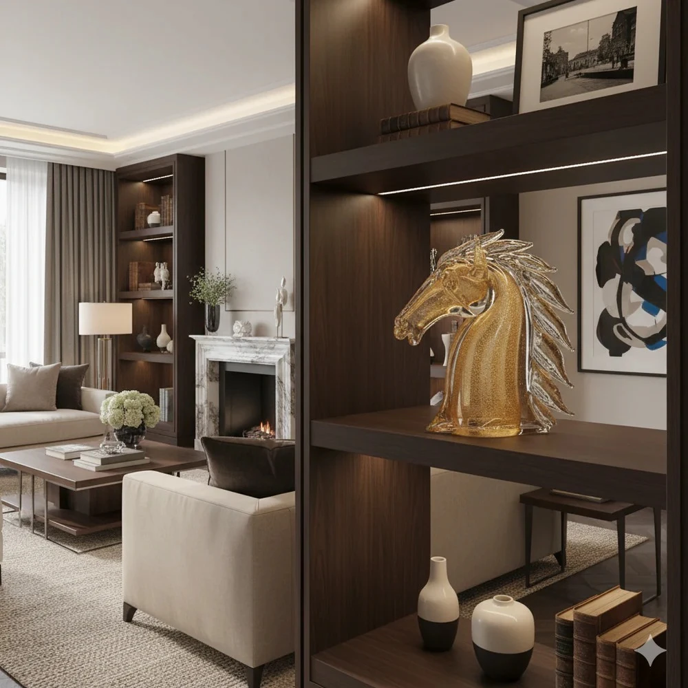 Grandeur Gold Crystal Horse Head Sculpture