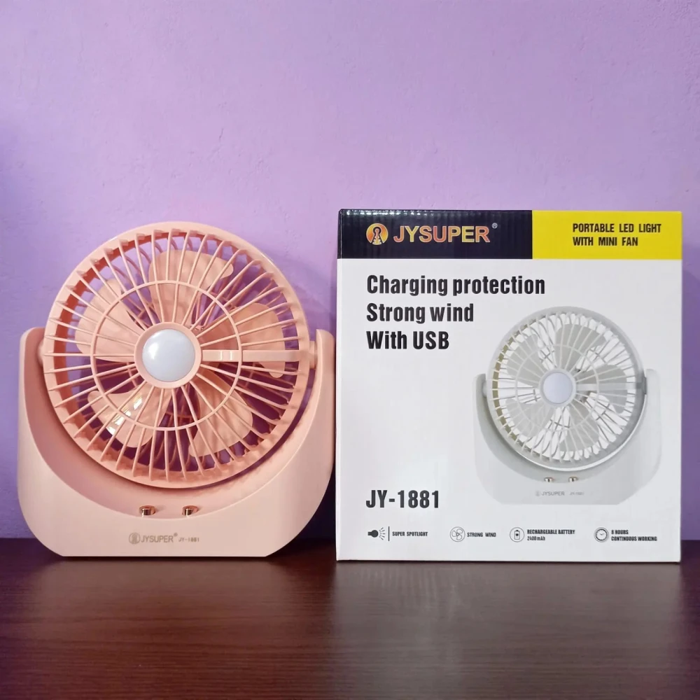 JYSUPER JY-1881 Rechargeable 8'' Desk Fan