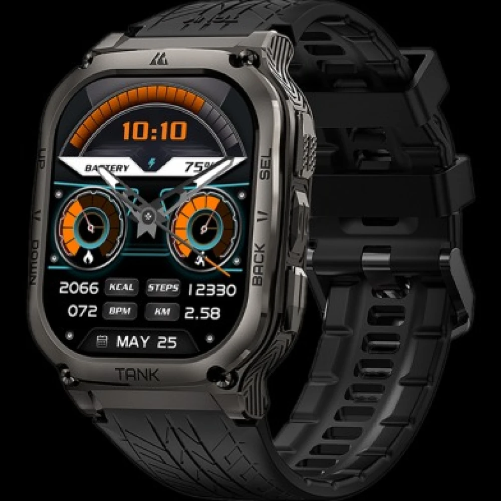 Kospet Tank M3 1.96 Inch HD AMOLED With 170 Plus Sports Modes Military-Grade Smart Watch – Black