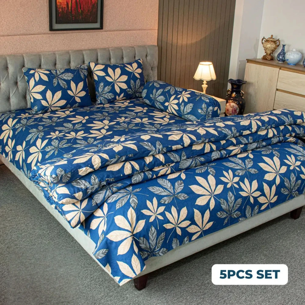 Leafscape Comforter Bedding Set – Blue (5Pcs Set)