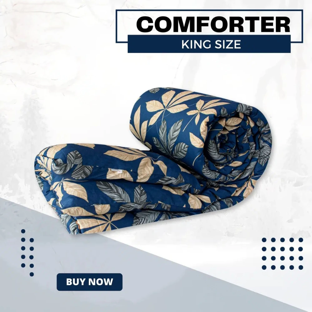 Leafscape Printed Comforter – Blue