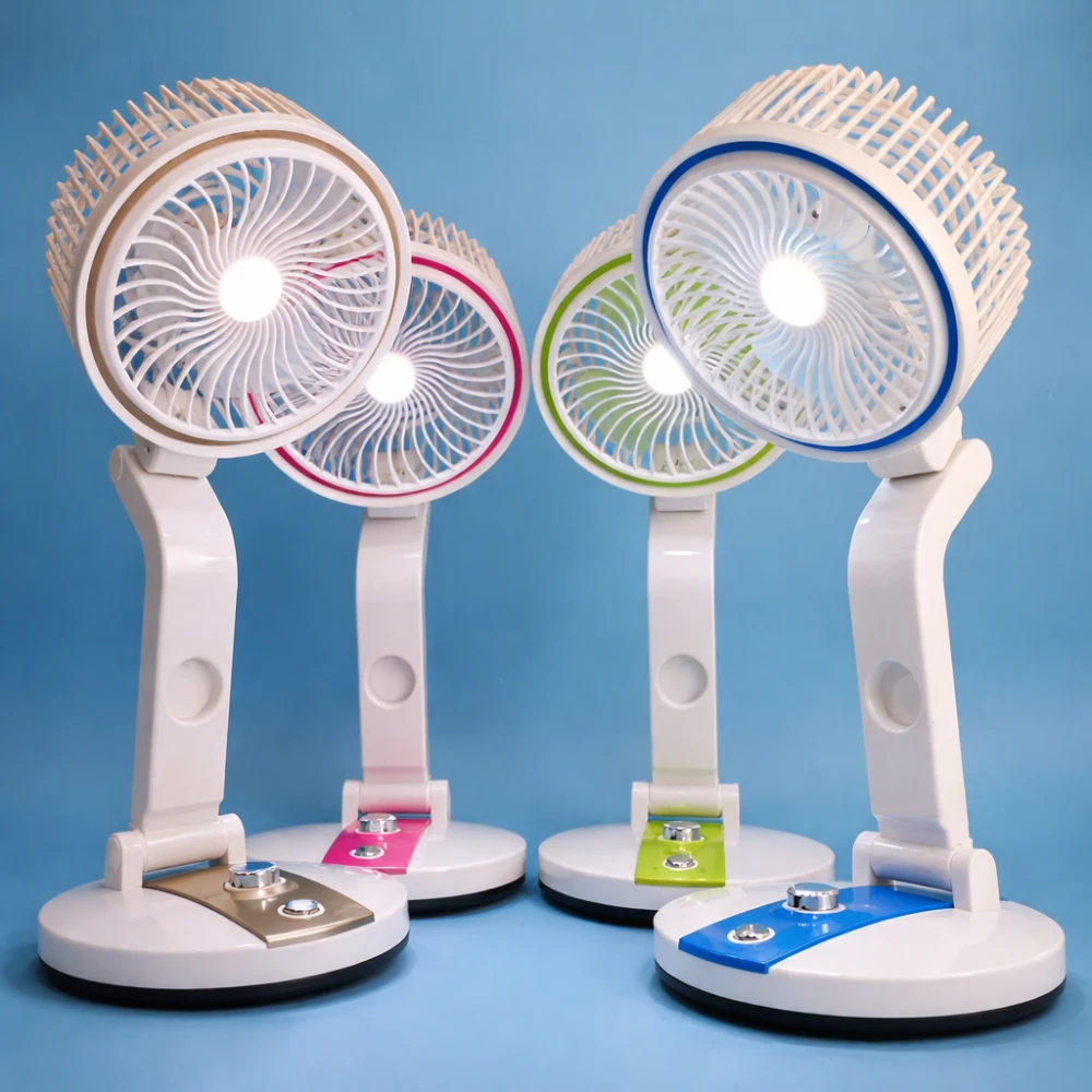 LR-2018 USB Rechargeable Folding Fan with LED Light
