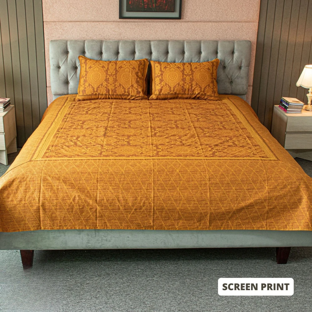 Majestic Glow Screen Printed Bed Sheet