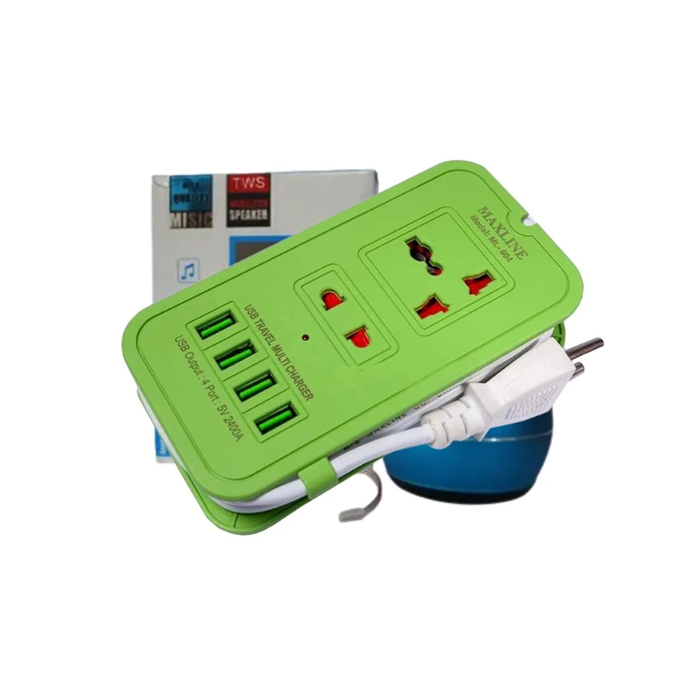 Maxline USB-604 Multiplug Travel Multi Charger 4 Port 6 Feet Cable