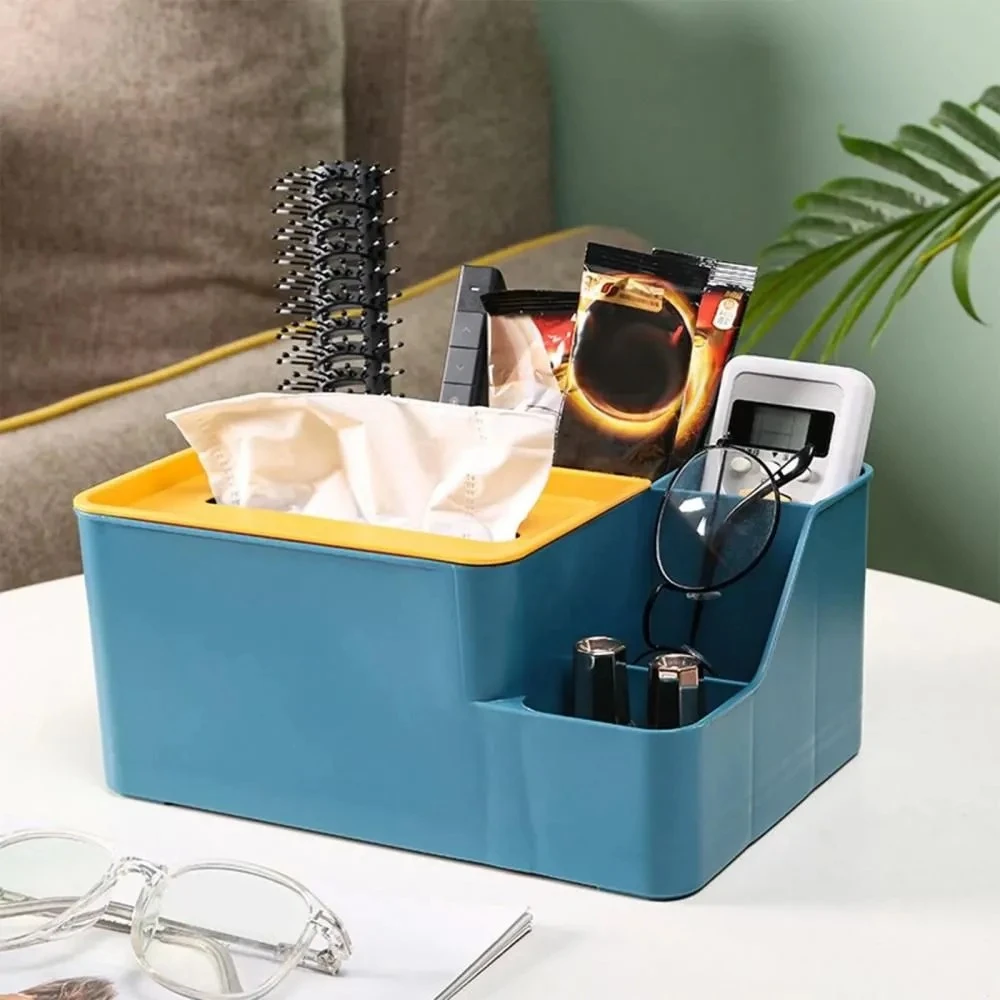 Multifunctional Household Plastic Desktop Storage Organizer & Tissue Box