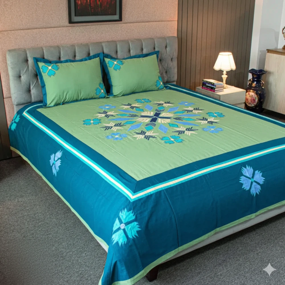 Ocean Petal Embroidered Bed Sheet