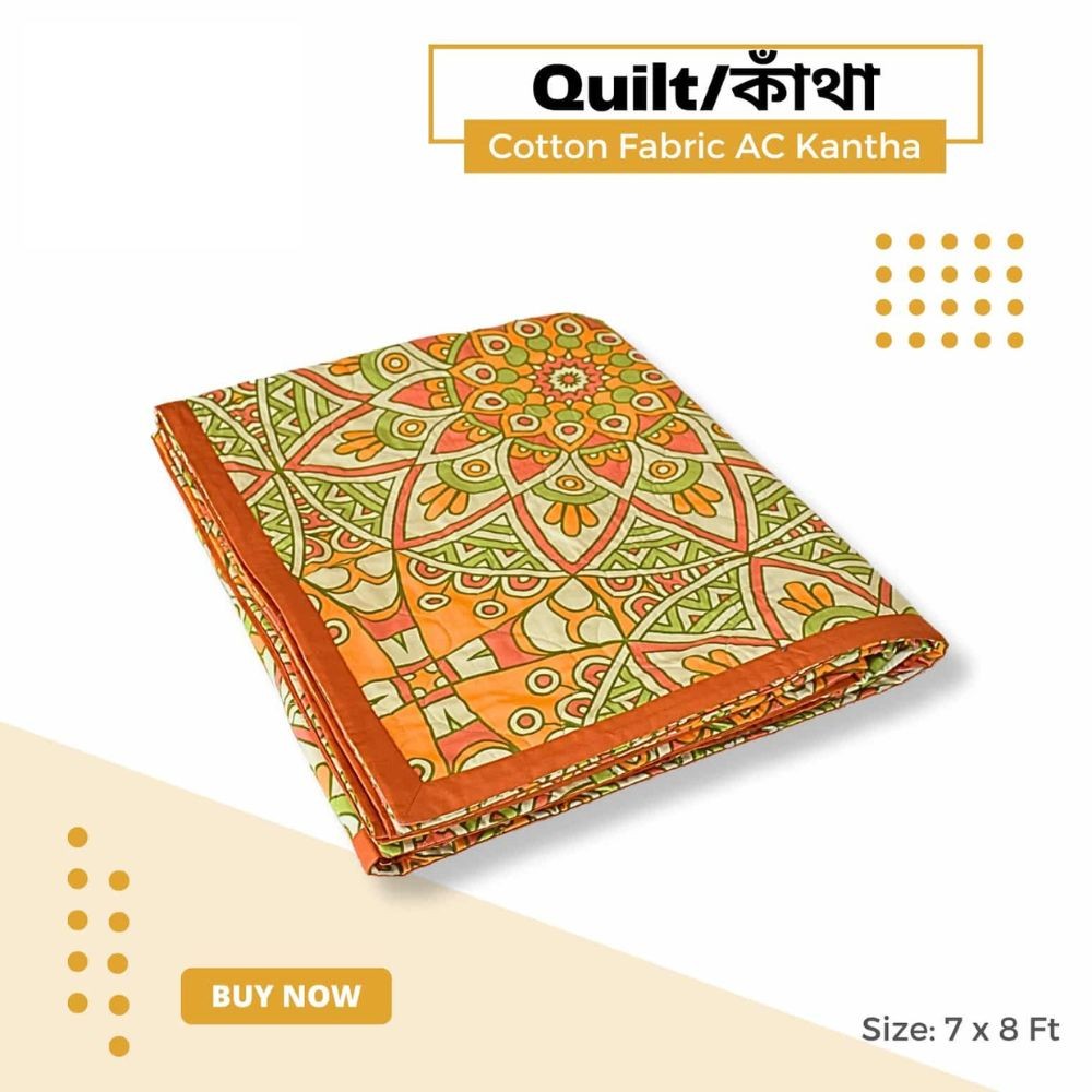 Orange Quilted AC Kantha