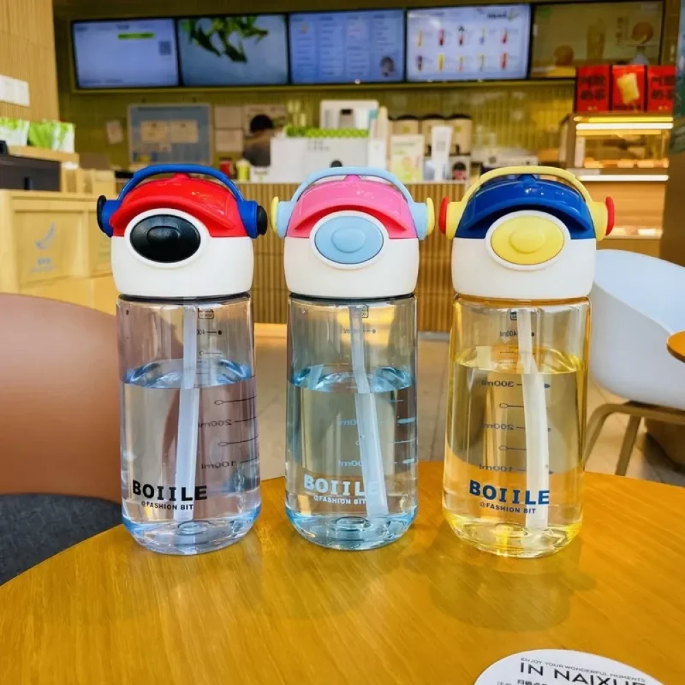 Portable Cute Plastic Straw Water Bottle for Girls