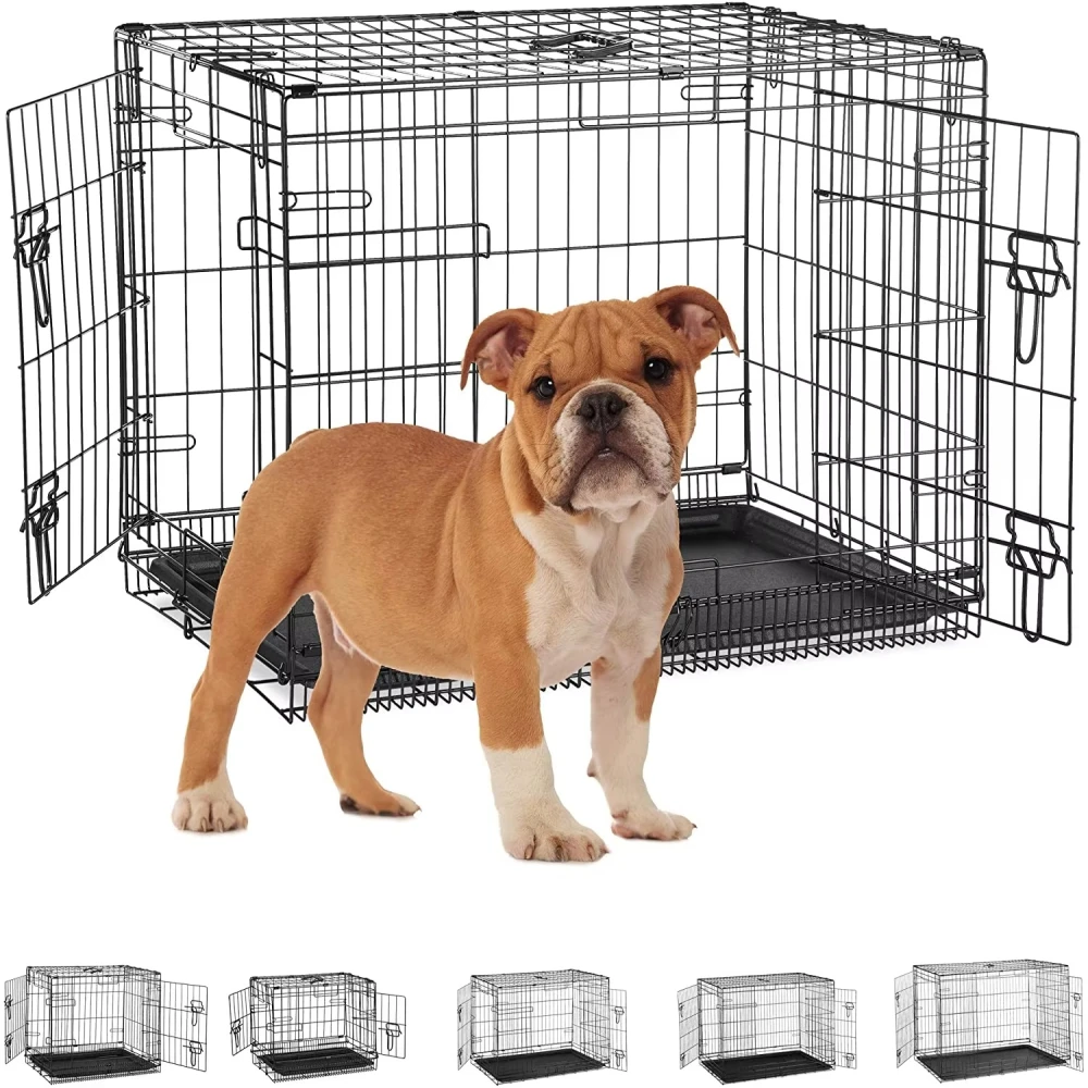 Premium Stainless Steel Pet Cage with Sliding Door