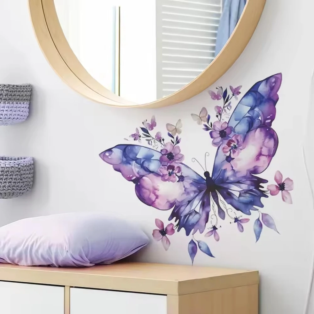 Purple Butterfly Flower Wall Sticker