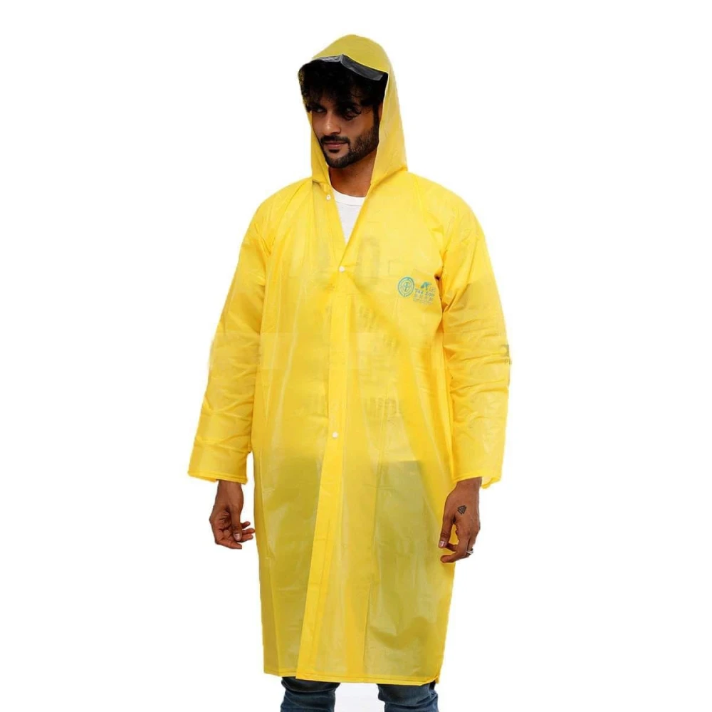 Raincoat Yellow Polyester For Men - Rain Coat