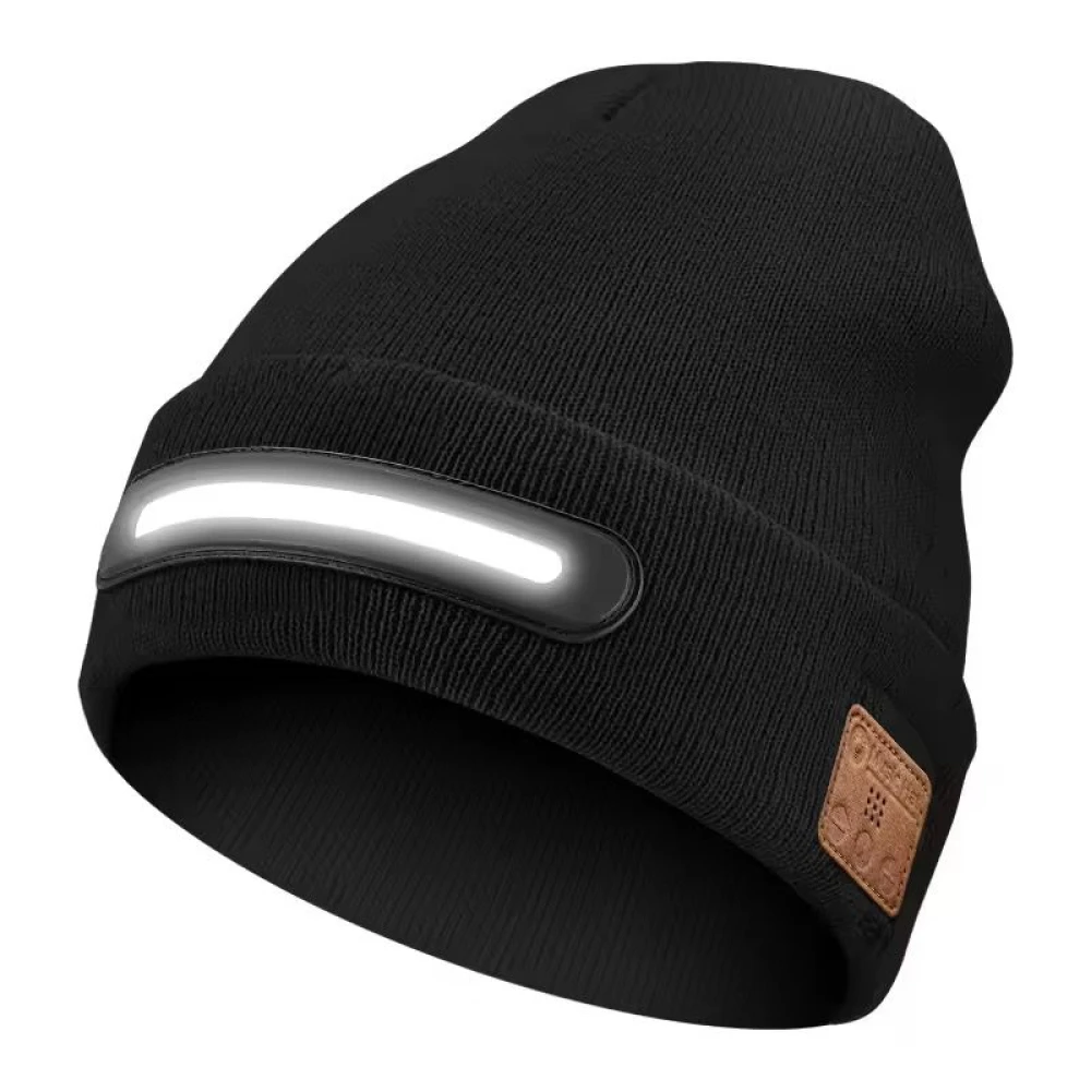Rechargeable LED Light Beanie Hat Night Running Bluetooth-Compatible Music Headset Cap