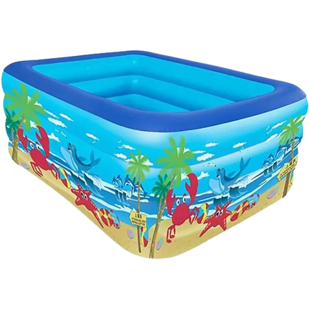 Rectangular Quick Set Inflatable Pool with Free Electric Pumper Above Ground Swimming Pool 120Cm