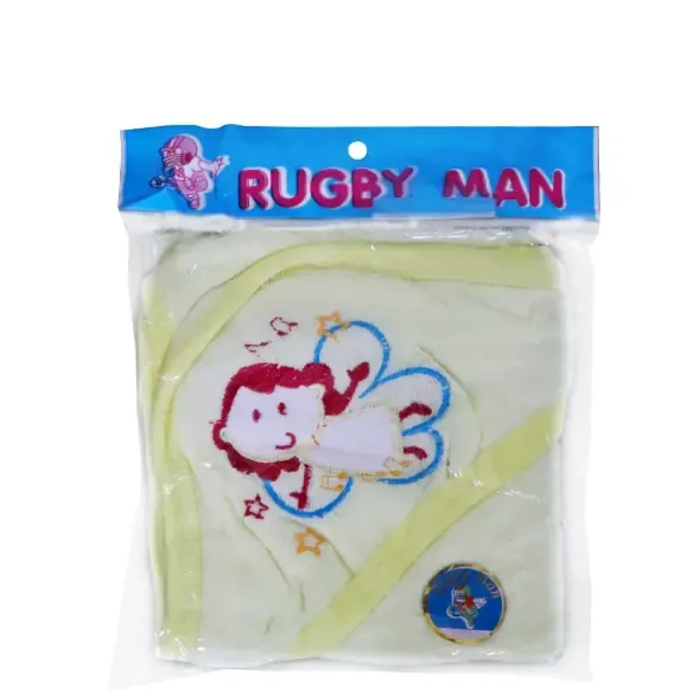 Rugby Man Baby Towels With Cap - Yellow
