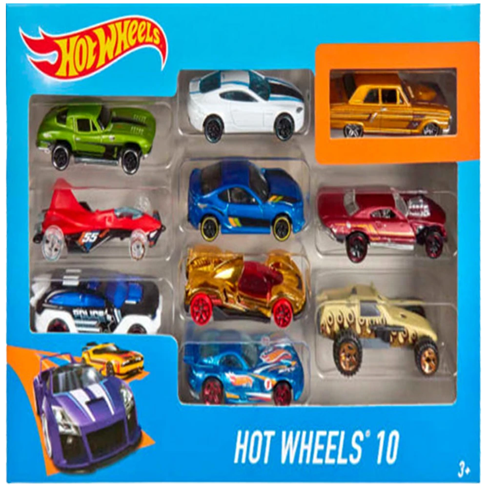 Set of 10, Multipack of Die-Cast Race or Police Cars, Hot Rods, Firetrucks or Vans (Styles May Vary)