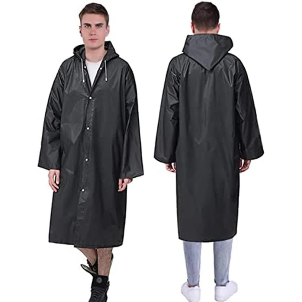 TAK SON Raincoat. Waterproof Polyester Rain coat for men and women- Black