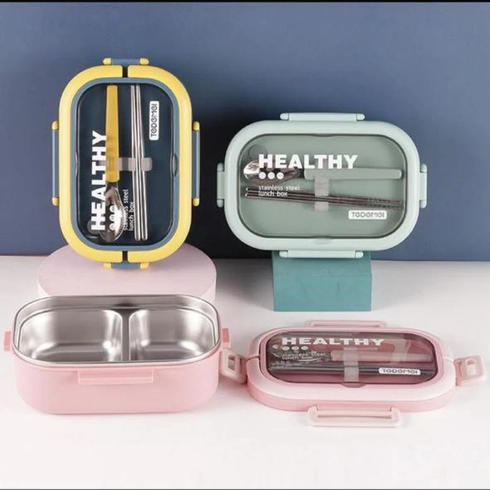 Tedemei Stainless Steel 2 Compartment Leak Proof Lunch Box