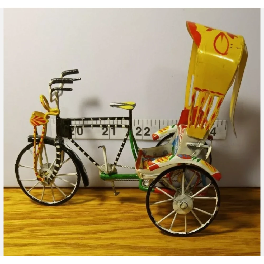 Traditional Rickshaw showpiece Metal multicolor