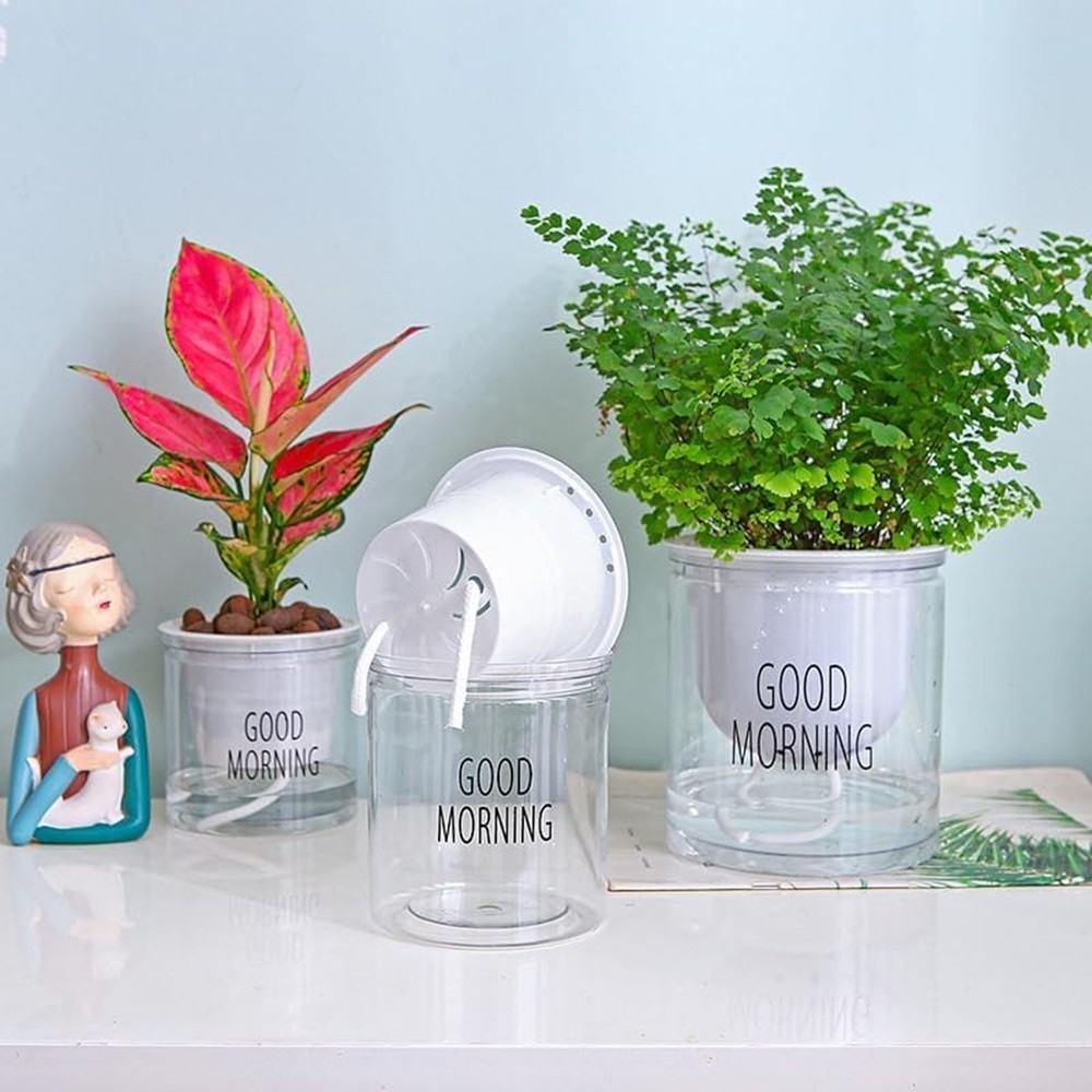 Transparent Flower Pots Automatically Absorb water round plastic hydroponic Potware creative succulent Plant Pots