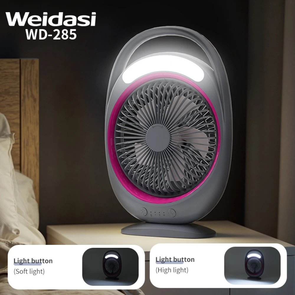 WEIDASI Rechargeable Fan with Light