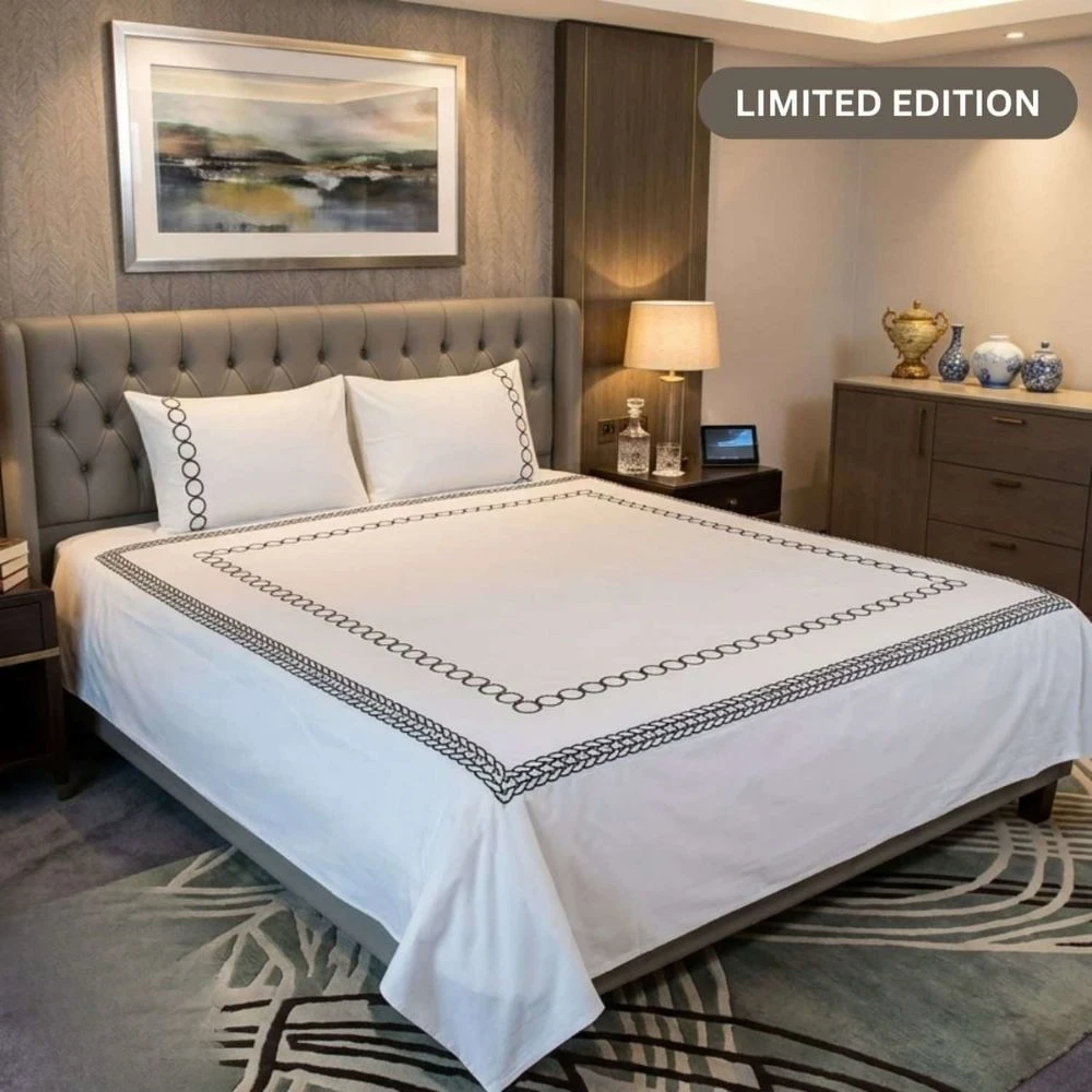 White Elegant Embroidery Bedsheet