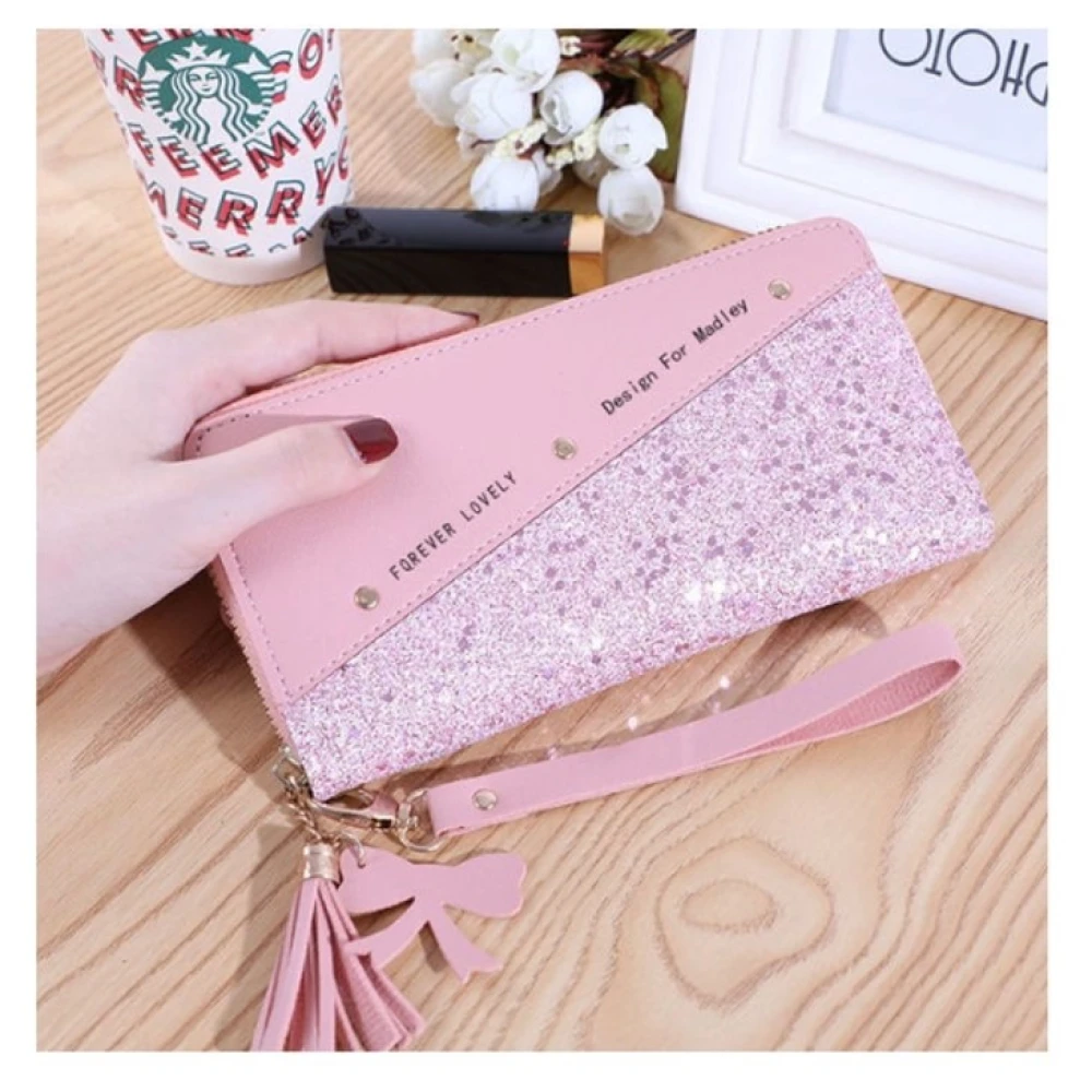 Women Long Zipper Coin Purse Leather Wallet Tassel Card Holder Clutch Handbag